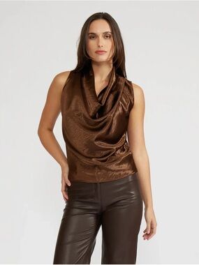 LUCY PARIS DOROTHY SATIN BLOUSE- BRONZE